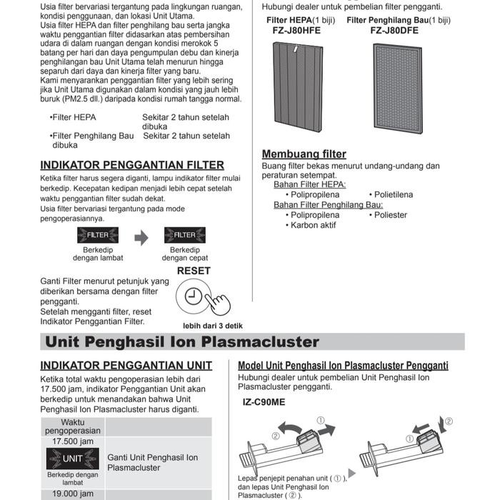 JTTOP" ION PLASMACLUSTER FP-J80Y/CKITTA272AKKZ (IZ-C90ME) PURIFIER
