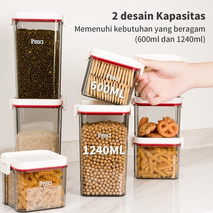 NEW ARRIVAL INSSA Toples Plastik Transparan Kedap Udara Toples yimpanan Makanan Kering Teh Kopi