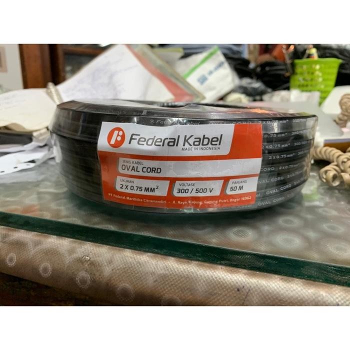 Kabel Listrik Nyyhy/ Serabut Hitam Oval 2X0.75 2X0,75 Federal Sni