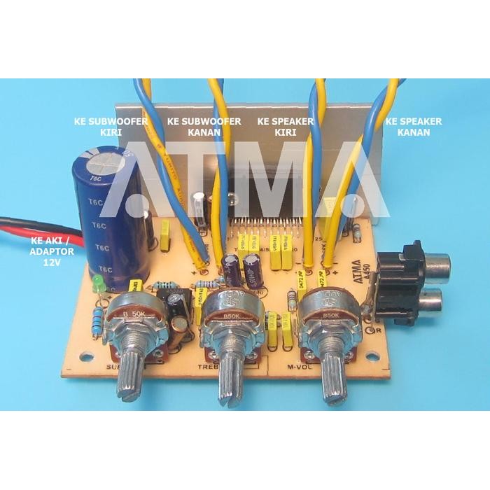 PREMIUM Kit 12v 21s TDA7388 Subwoofer & Satelit 200 Watt (4x 50w) Audio Mobil