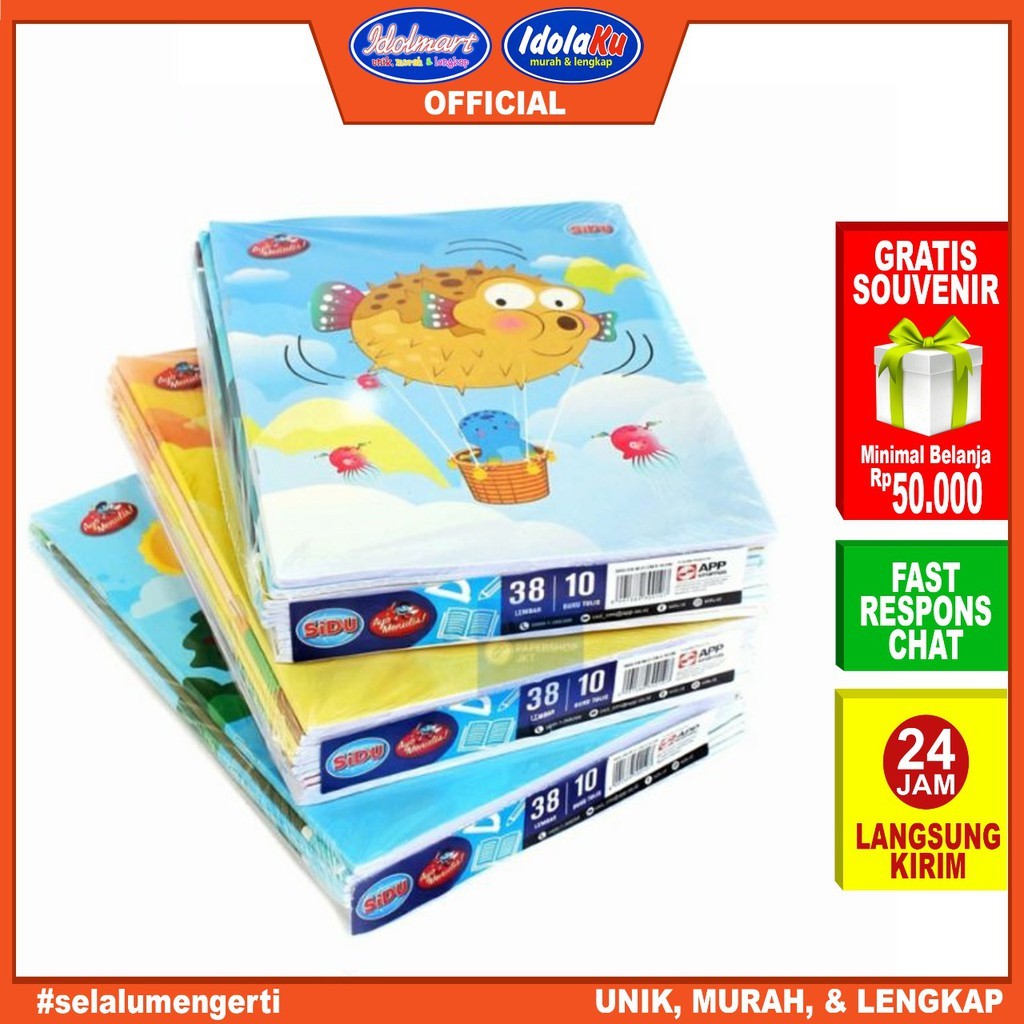 

IDOLMART Buku Tulis SIDU isi 38 Lembar 1 Pack Isi 10 Buku Sinar Dunia 38 - Sidu Bandung