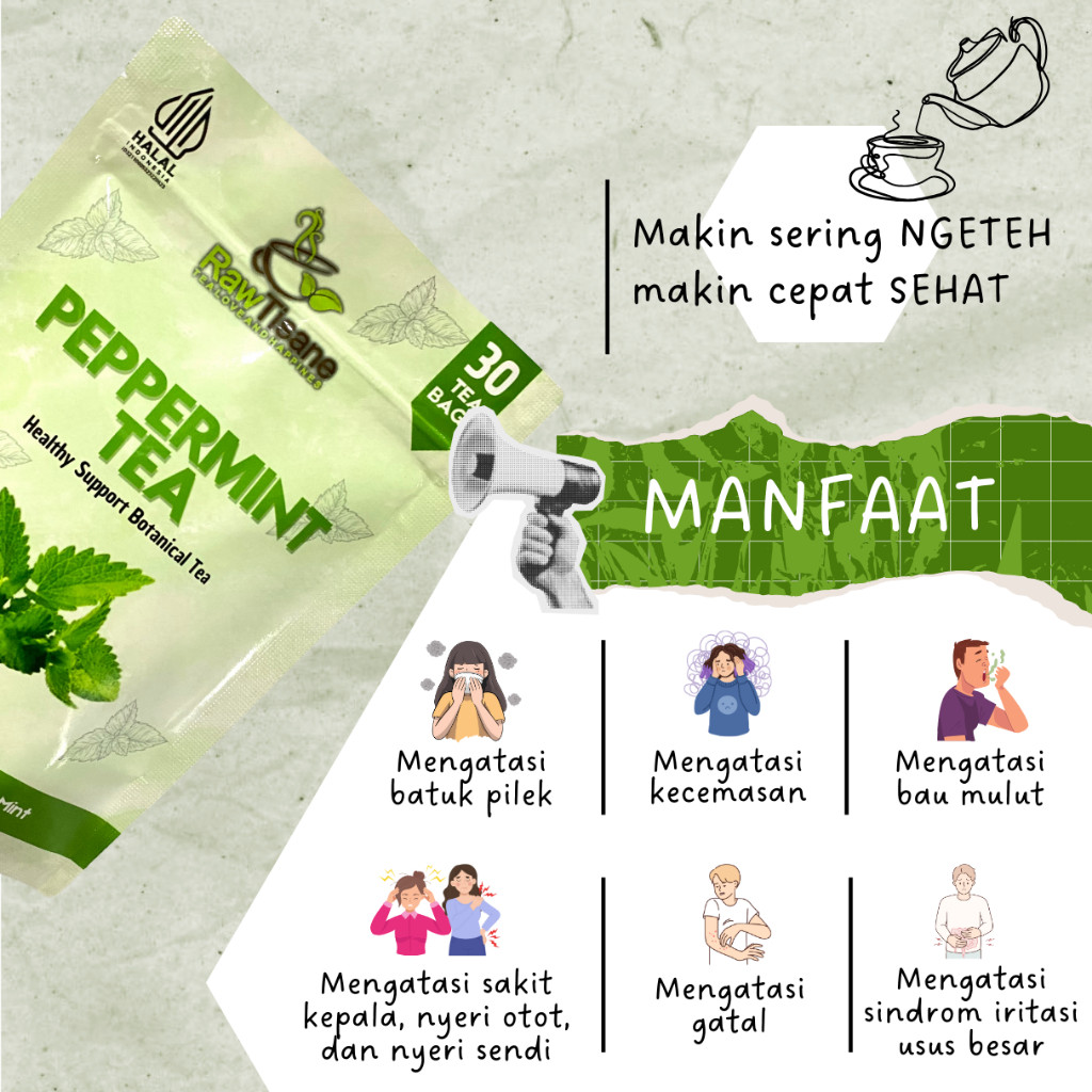 

WHYN!! RAW TISANE Peppermint Tea : Teh Celup Daun Mint Isi 30 Tea Bag