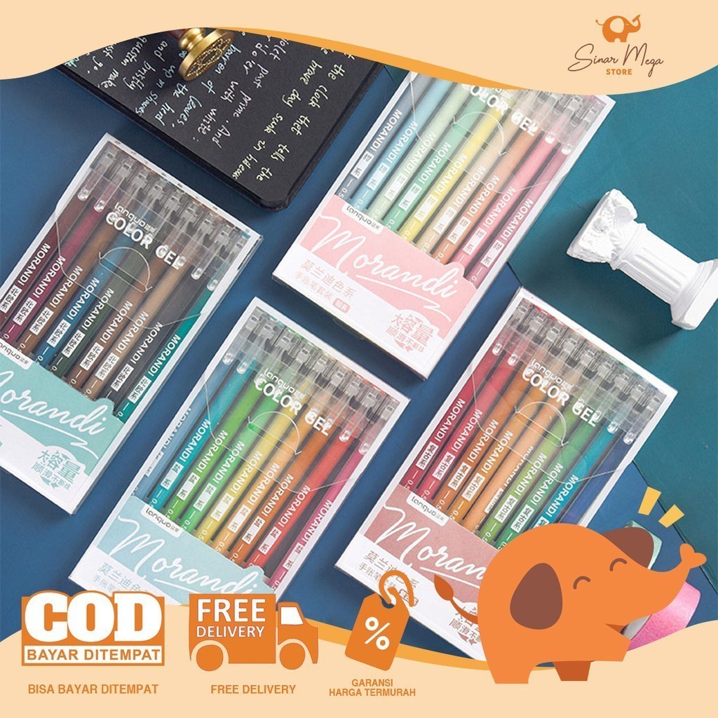 

Morandi Real Pulpen Colors Gel Pen SET Isi 9pc / Pena Ballpoint Warna Warni SET Lucu Unik Murah