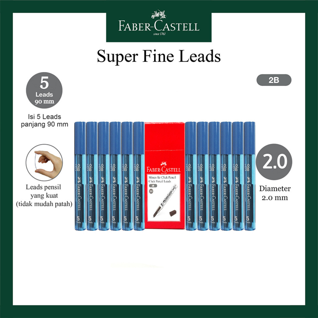 

Refill Isi Pensil Mekanik 2B Lead Faber Castell 2.0 mm Per Box WE!!!