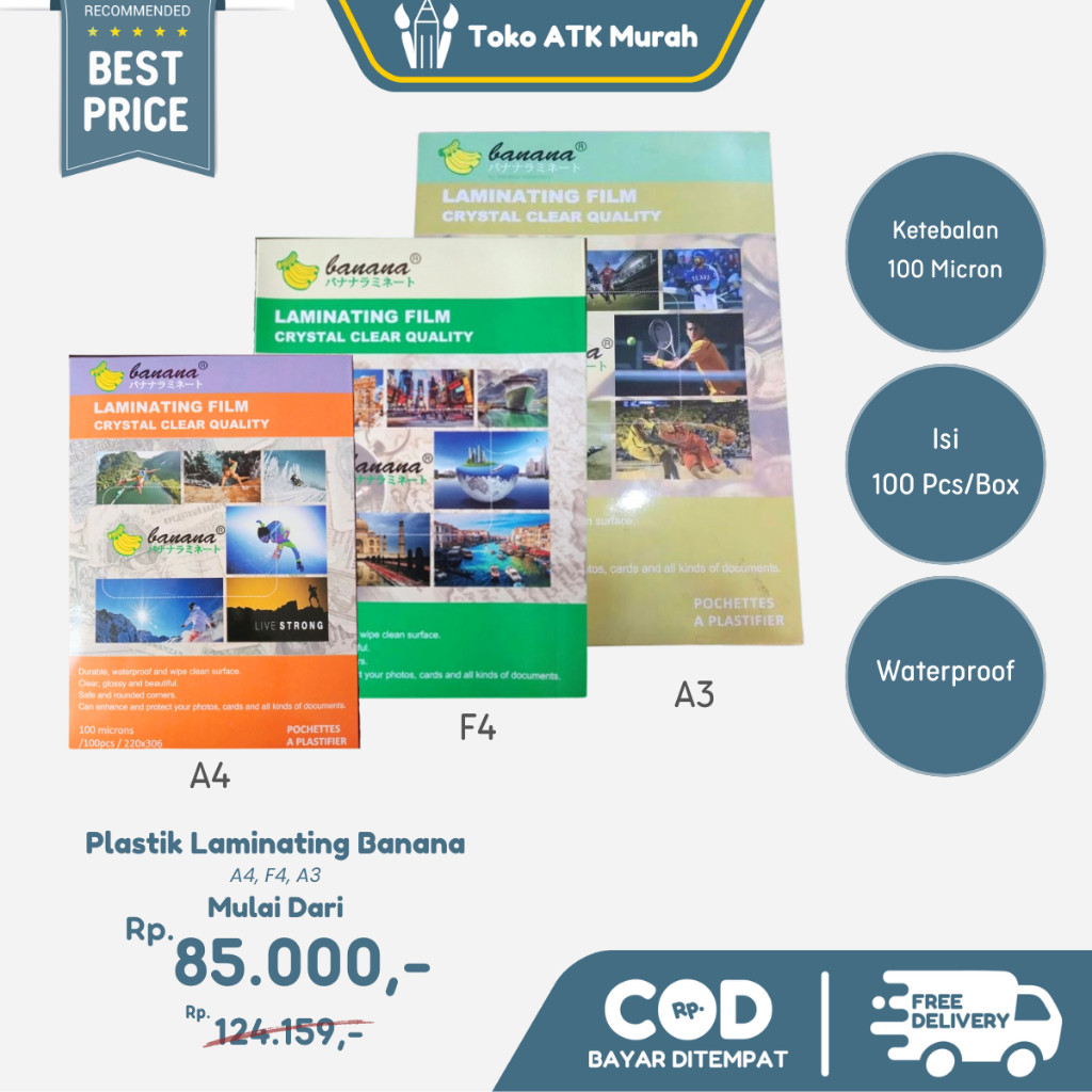 

Plastik Laminating Film Banana A4 / F4 / A3 Tebal 100 Micron ( 1 Pak Isi 100 Lembar ) WE!!!