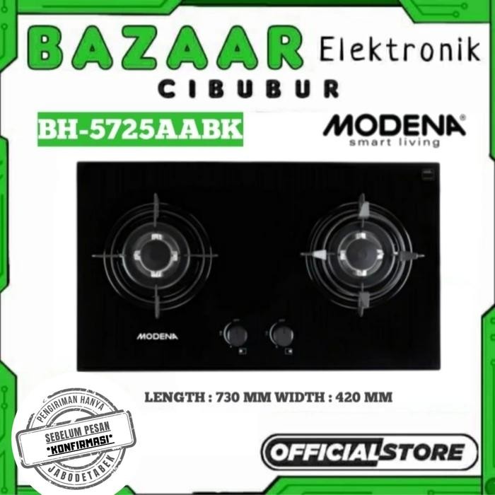 Kompor Tanam Modena 2 Tungku Bh 5725 Aabk Bh5725Aabk Bh-5725Aabk