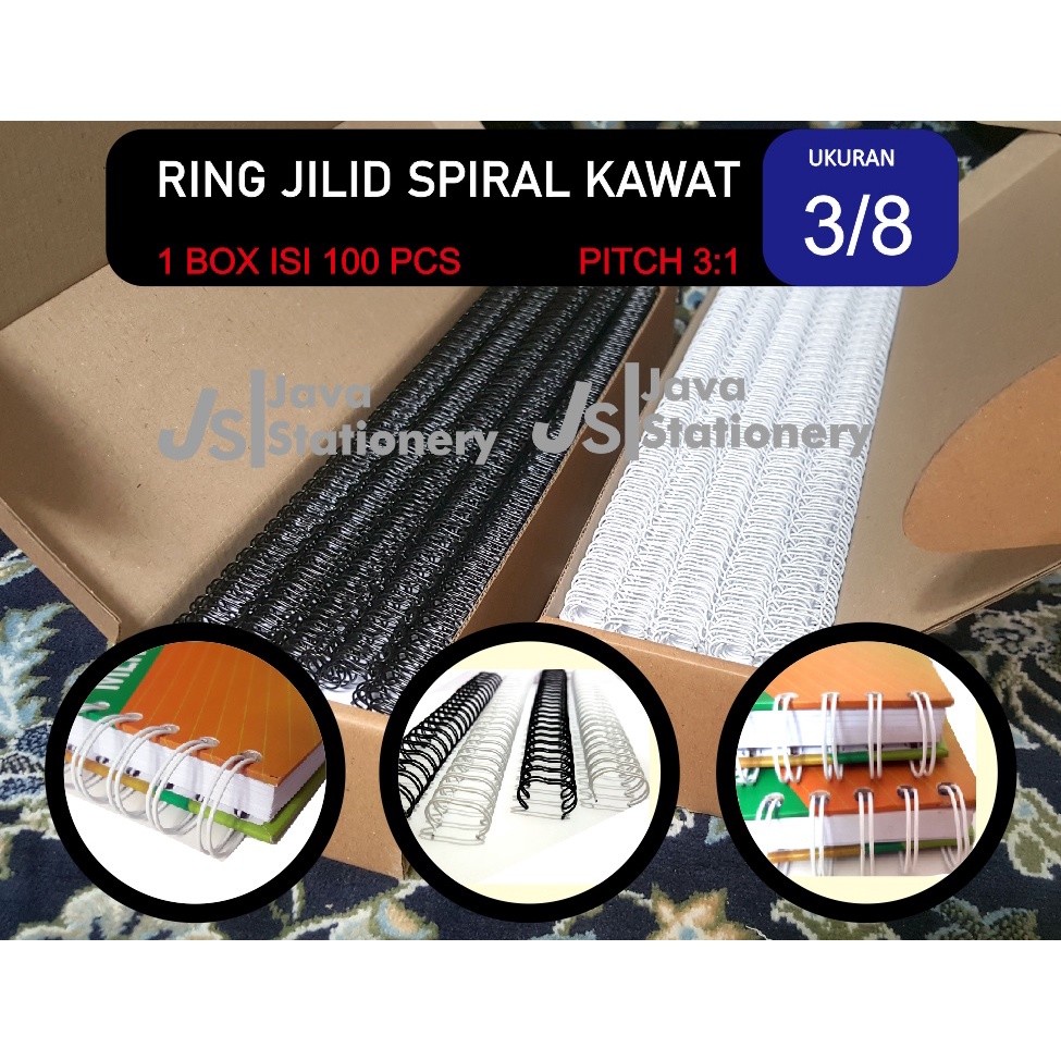 

Ring Kawat 3/8" Kawat Spiral Nomor 6 pitch 3 : 1 Spiral Kawat A4 atau F4 Jilid Kalender WE!!