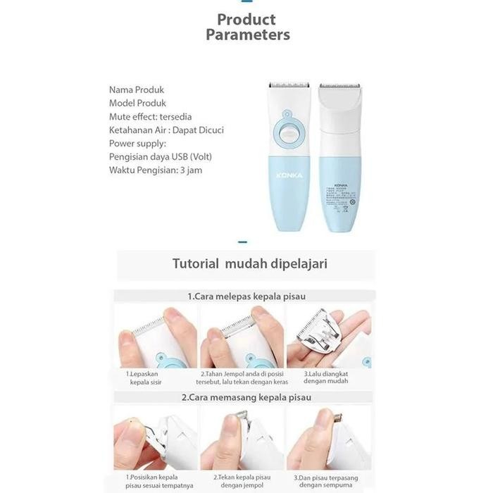 Konka Hair Clipper Mesin Cukur Rambut Elektrik Gunting Rambut Listrik Gratisongkir