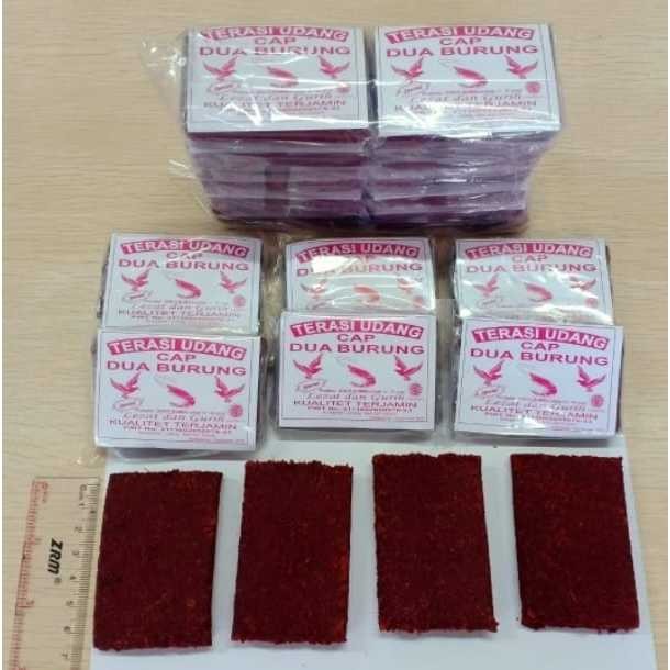 

Terasi Udang Merah Cap Dua Burung per bal - Terasi Merah Kualitas Super Untuk Masakan, Sambal isi 4