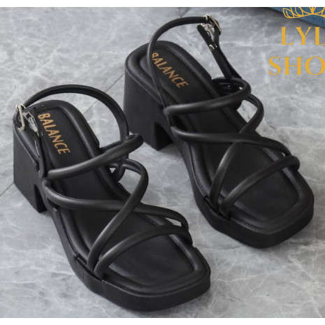 SANDAL SELOP WANITA WEDGES BALANCE TALI SILANG HAK TINGGI 2317 TINGGI 7 CM