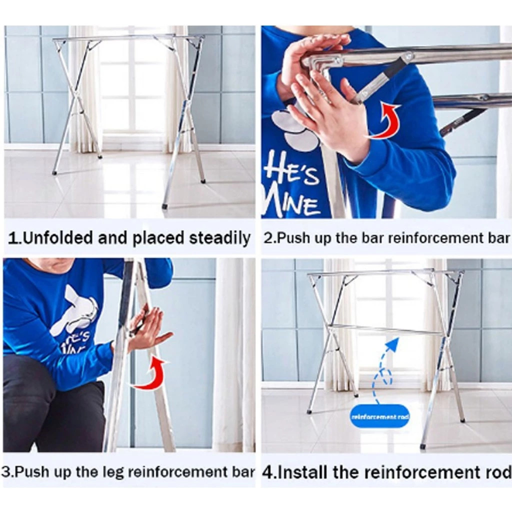 Jemuran Baju Lipat Jemuran Pakaian Anti Karat Kuat Jemuran Baju Portable Jemuran Lipat