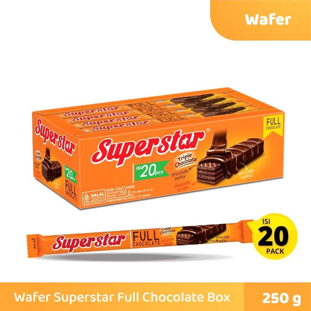 

Superstar Triple Chocolate Box Isi 20 Pcs @ 12.5 Gr Mayora WE!!