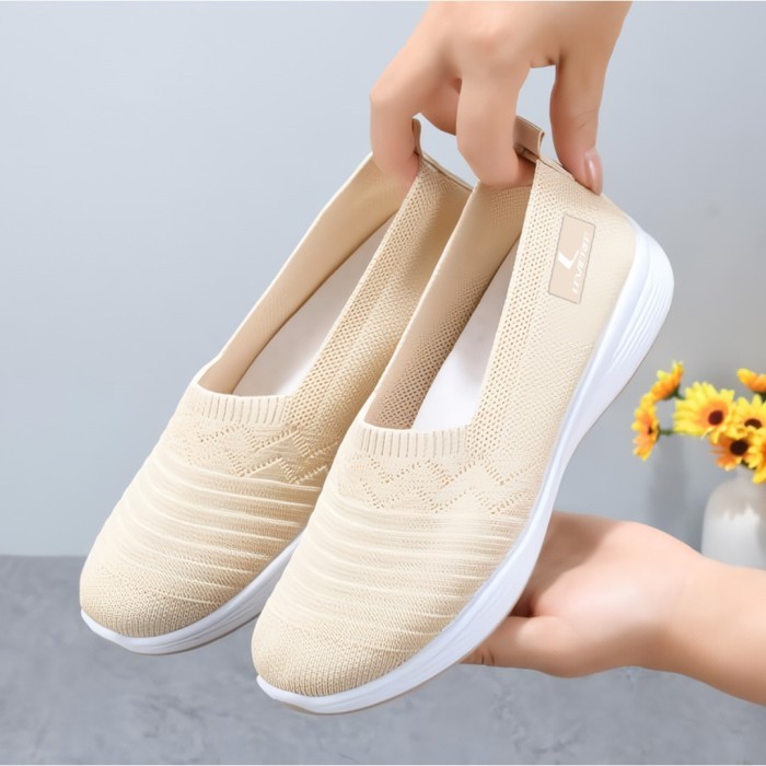 Grosirtas Lv0343 Sepatu Slip On Wanita Import Sepatu Rajut Wanita Gratisongkir