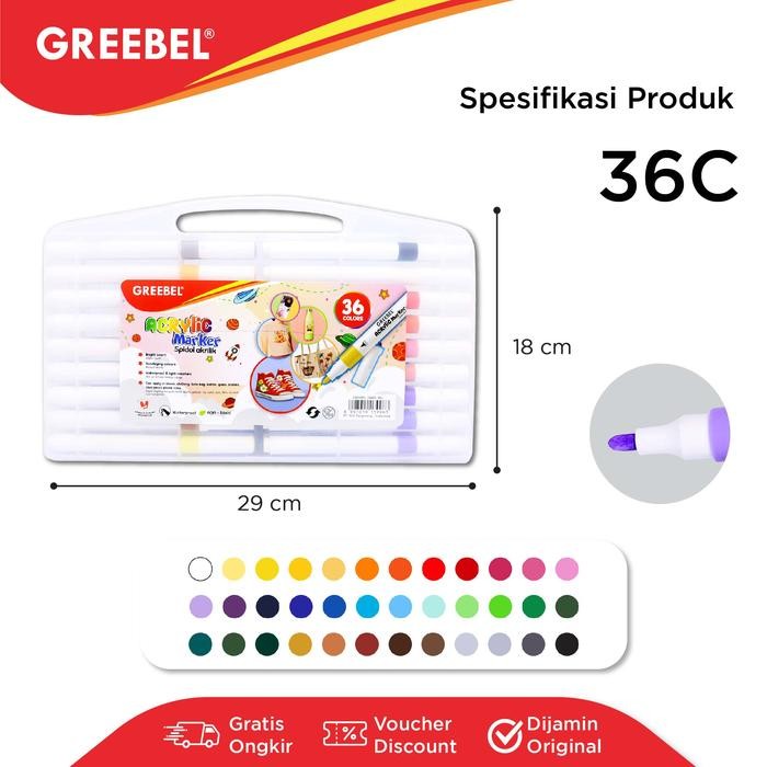 

Big Boss - Greebel Spidol Warna Warni 1 Set / Spidol Marker Acrylic Single Head (36 Warna) / Spidol