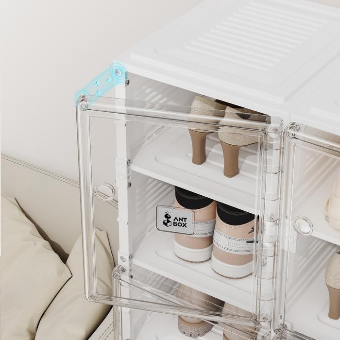 ANTBOX Kotak Sepatu Plastik Transparan Tebal Box Sepatu Lipat