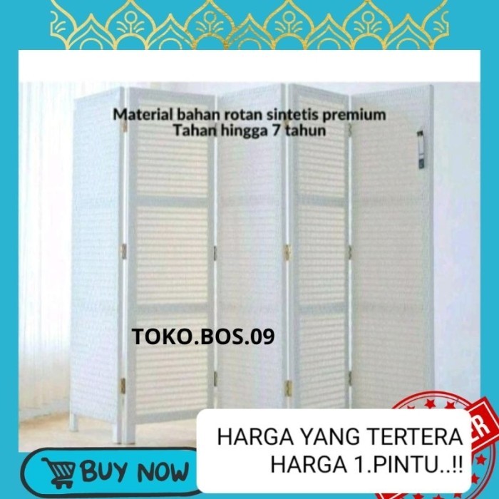 Redy Stok Sketsel Rotan Sintetis Partisi Penyekat Ruangan Pembatas Ruangan Gordeng Lipat