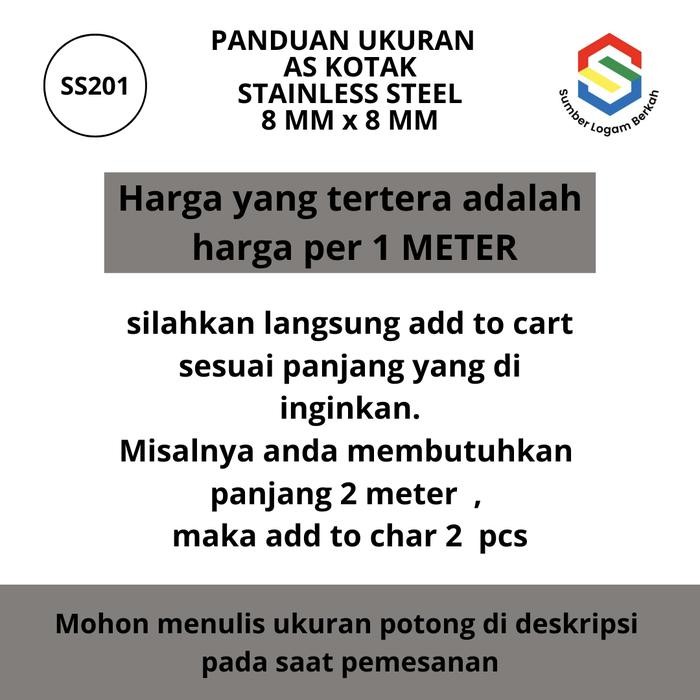 As Kotak 8 Mm X 8 Mm Stainless Steel 201