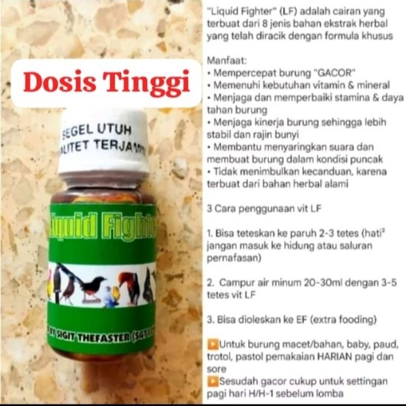 liquid fighter dosis tinggi for fighter vitamin by Sigit the faster vit semua jenis burung lf