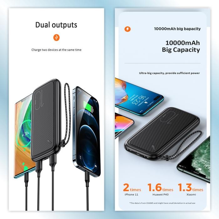 Usams Pb56 Powerbank 10000Mah With Lanyard Dual Usb
