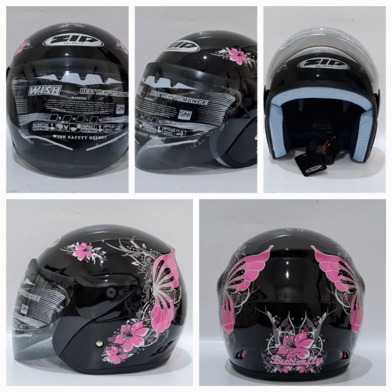 Maylikania Hkb Helm Dewasa Sni Besar L Jumbo Cewek Cowok Kupu Bunga Hijab Half Face Snoopy Bunga