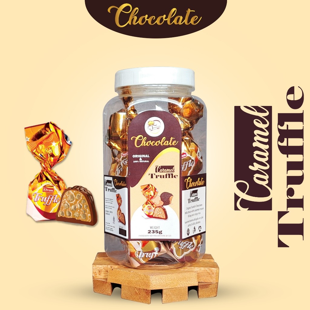 

Olivoliv Snack Coklat Turki Truffle Caramel Kemasan Toples 700 Ml Coklat Arab