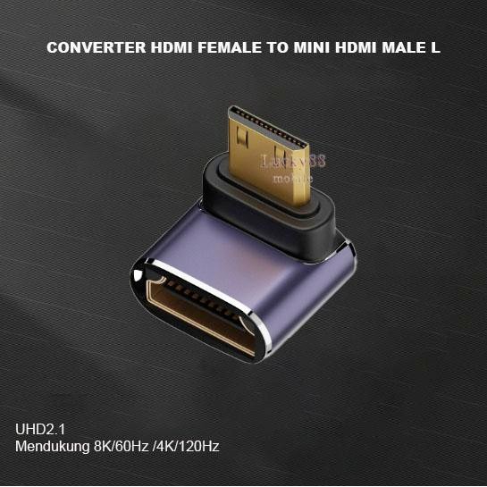 Adapter HDMI Female To Mini HDMI Male L Converter Wanita Ke Pria Support DSLR Camera Projector