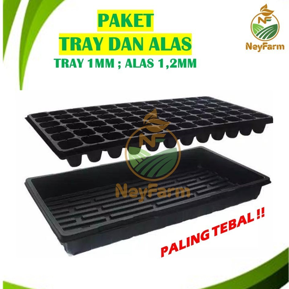 Flowersbloom Paket Tray Semai Potray Pot Semai Dan Alas Tray 32 50 72 98 105 128 162 200 288 Lubang