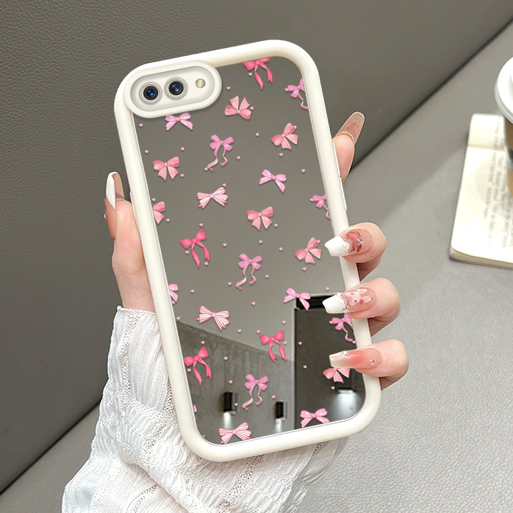 Casing Hp Untuk OPPO A3S A12E Cassing Soft Cesing Mirror JZ Pink Bow 8828 Girl Softcase Silikon Phon