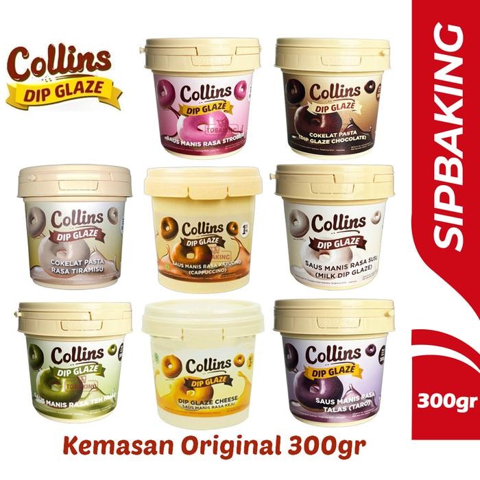 

JTTOP" COLLINS DIP GLAZE 300GR CHOCOLATE TIRAMISU STRAWBERRY GREEN TEA TARO TOPPING KUE DONUT PISANG