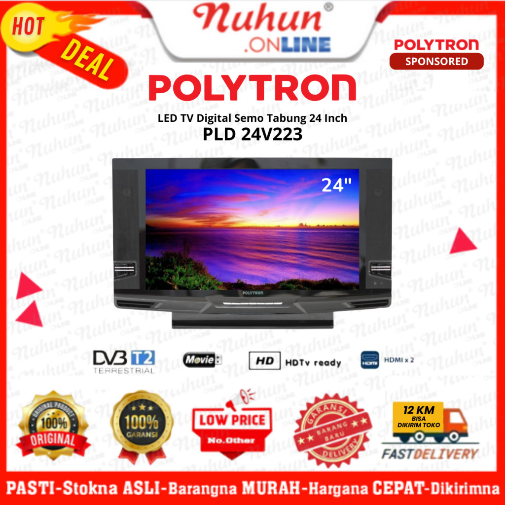 [CIANJUR] Polytron PLD 24V223 Digital TV Semi Tabung Original Bergaransi Resmi