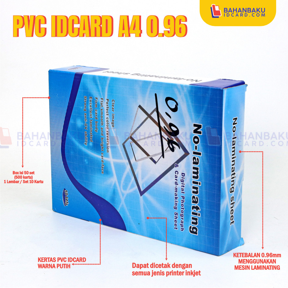

PVC Id Card Instan Premium / Kertas pvc instan printing inkjet ukuran a4 bahan idcard instan putih