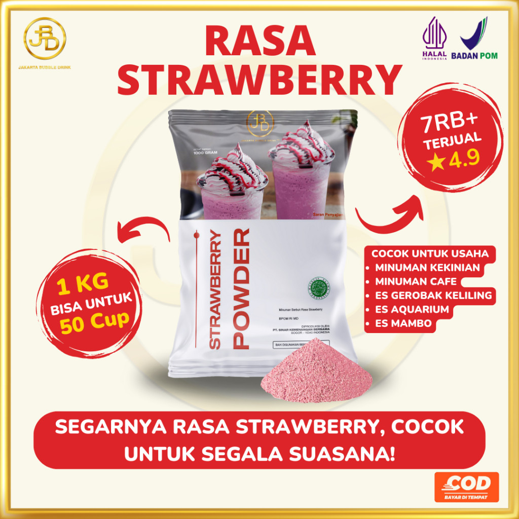 

Bubuk Minuman Premium STRAWBERRY -Jakarta Bubble Drink BPOM&HALAL