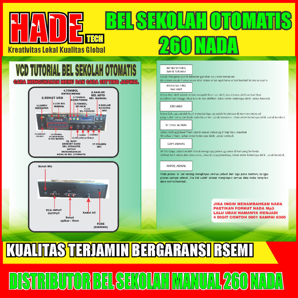 BEL SEKOLAH OTOMATIS DAN MANUAL 4 HORN LENGKAP