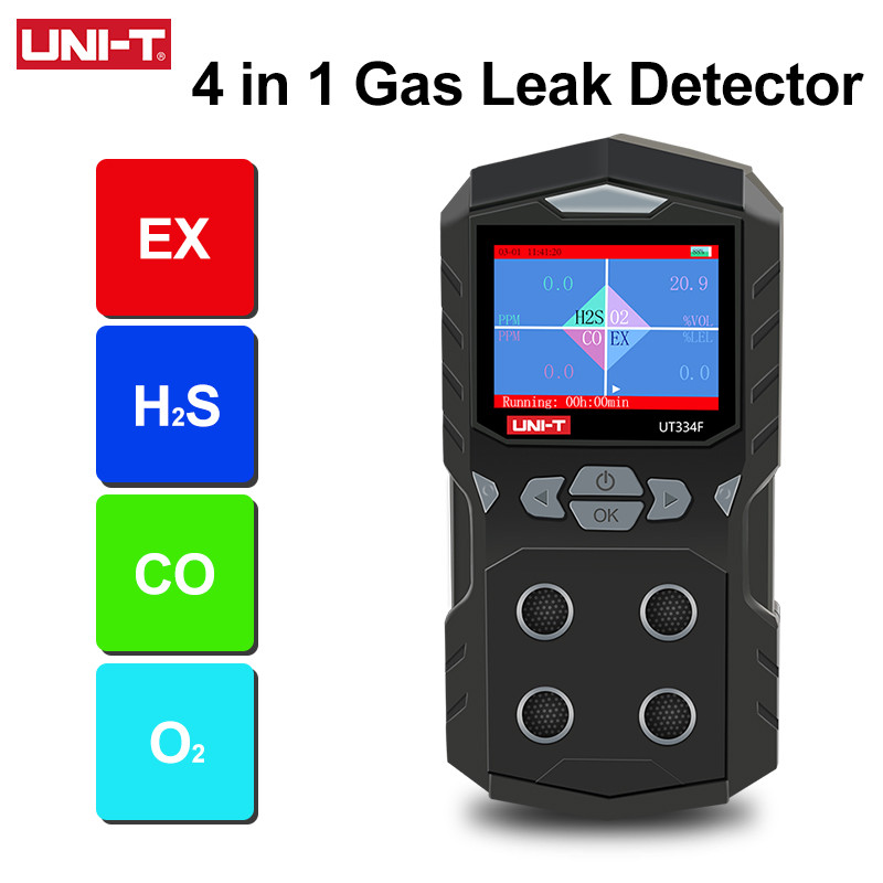 BEST SELLER UNI-T Gas Leak Detector UT334E UT334F UT334G Handheld 4 in 1 Air Quality Monitor Carbon 