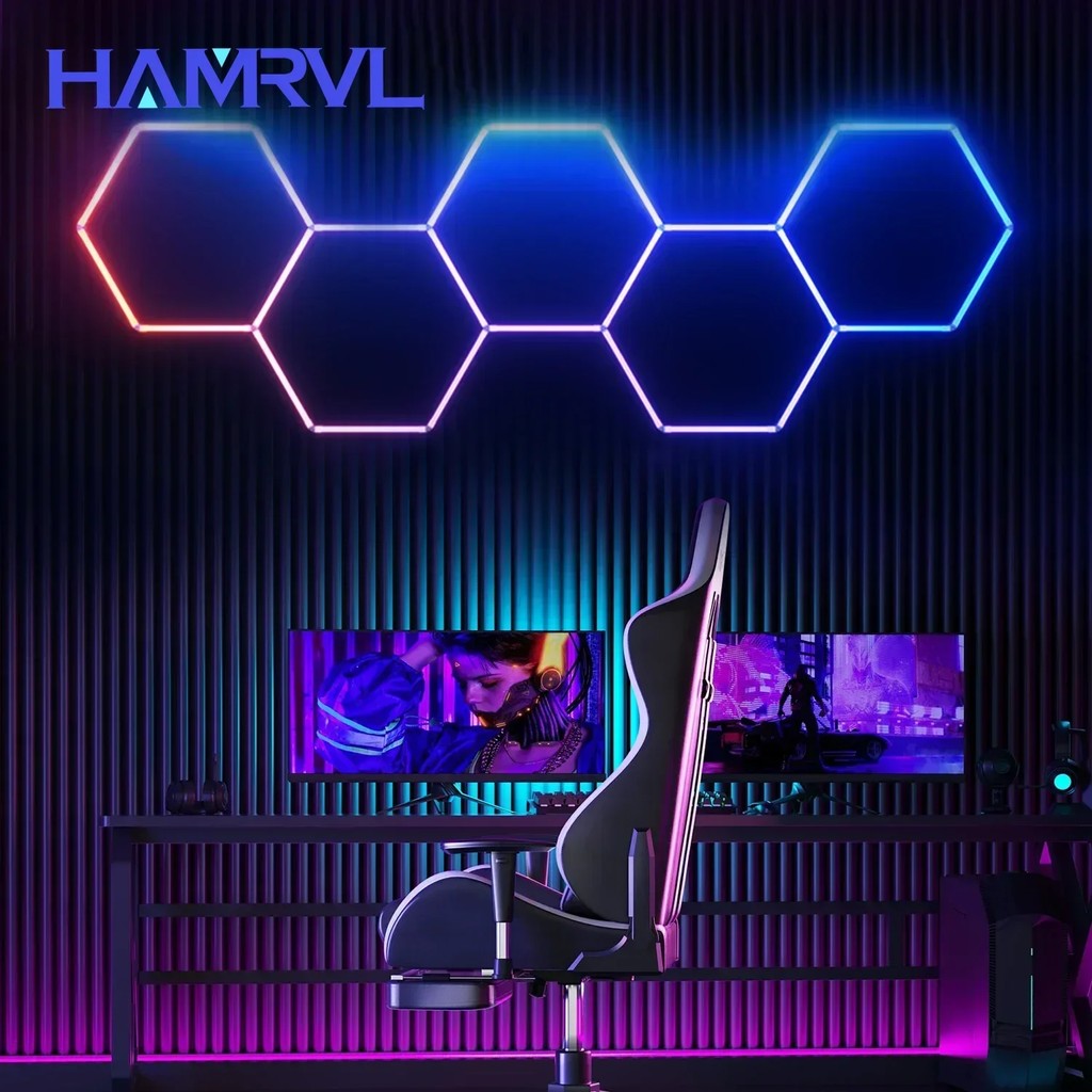 IMPORT RGB Hexagonal Garage LED Light E-Sports Internet Cafe Club Gym Bar Stage Game Wall colorful
