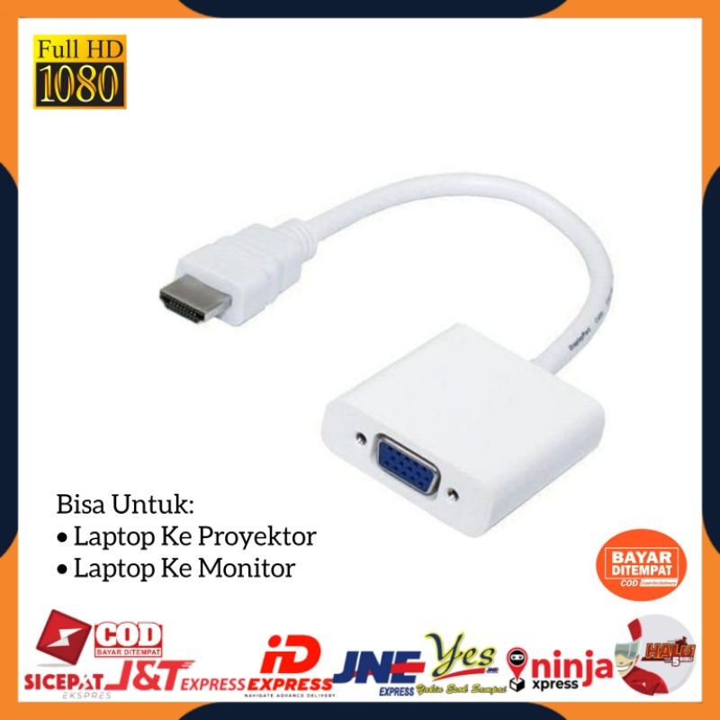 MD [COD] KABEL ADAPTER KONEKTOR HDMI TO VGA CONVERTER / DARI LAPTOP KE PROYEKTOR / LAPTOP KE MONITOR