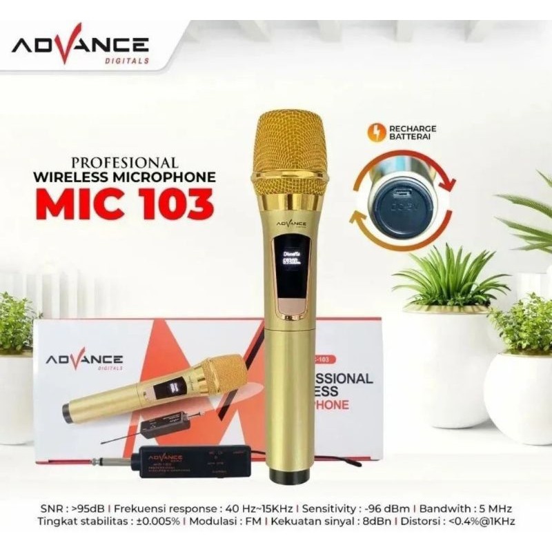 Mic Wireless/Microphone Wireless Advance/Mic Tanpa Kabel Free Baterai dan Cover Mic
