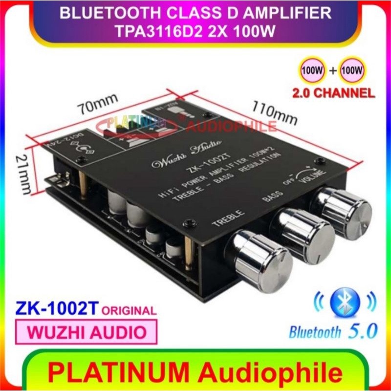 TPA3116 Amplifier Class D Stereo 2x 100W TPA3116D2 Bluetooth 5.0 Original ZK-1002T