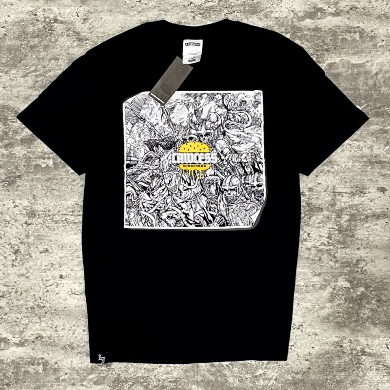 HOT Lawless BurgerBar - Burger Wrap Tshirt - Black LTYZHL Oversized