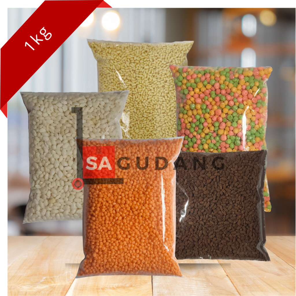 

Bulk 1 kg Rice Crispy Corn Bubble Choco Crunch Crumbs Sereal Crunchy Original Putih Coklat Lonjong