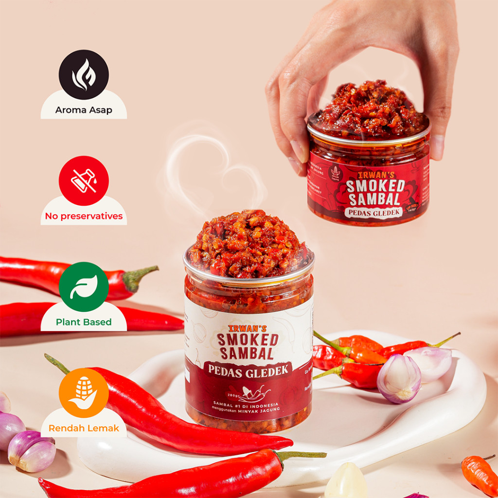 

Irwan's Smoked Sambal - Sambal Pedas Gledek Homemade Sambel Geprek Bawang Goreng Sambal Asap Arang