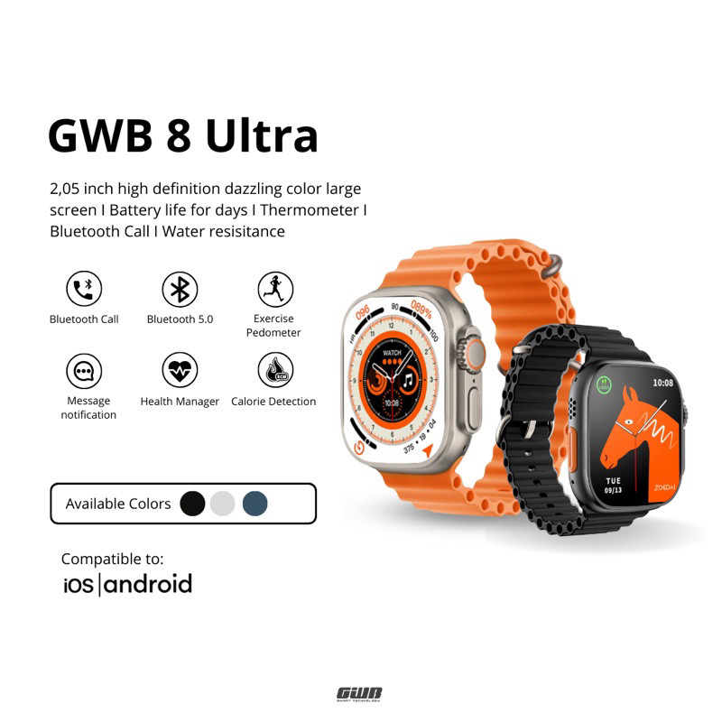 GWB ULTRA Smartwatch Wireless Charging Kalkulator Custome Wallpaper Bergaransi Smartwatch