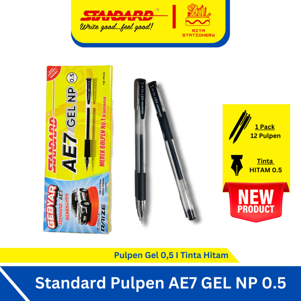 

Standard Pulpen Pen AE7 GEL NP 0.5 Hitam Merah Biru - 1 pack