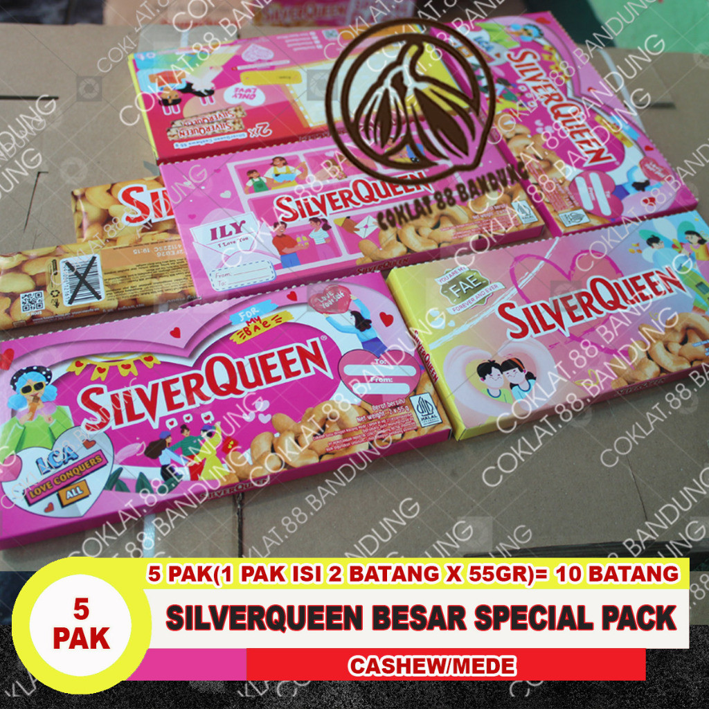 

SILVERQUEEN 55 gram X 10 PCS CASHEW SPECIAL PACK, SILVERQUEEN 55gr, COKLAT SILVER QUEEN MEDE 5 PAK