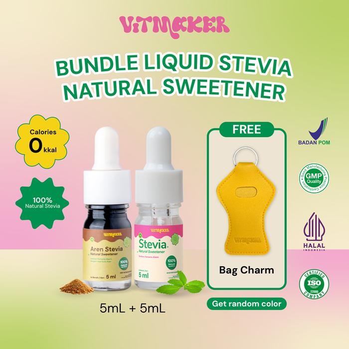 

Free Bag Charm [Bundle] Stevia 5Ml Original + Stevia 5Ml Aren Vitmaker Liquid Stevia Pemanis Alami