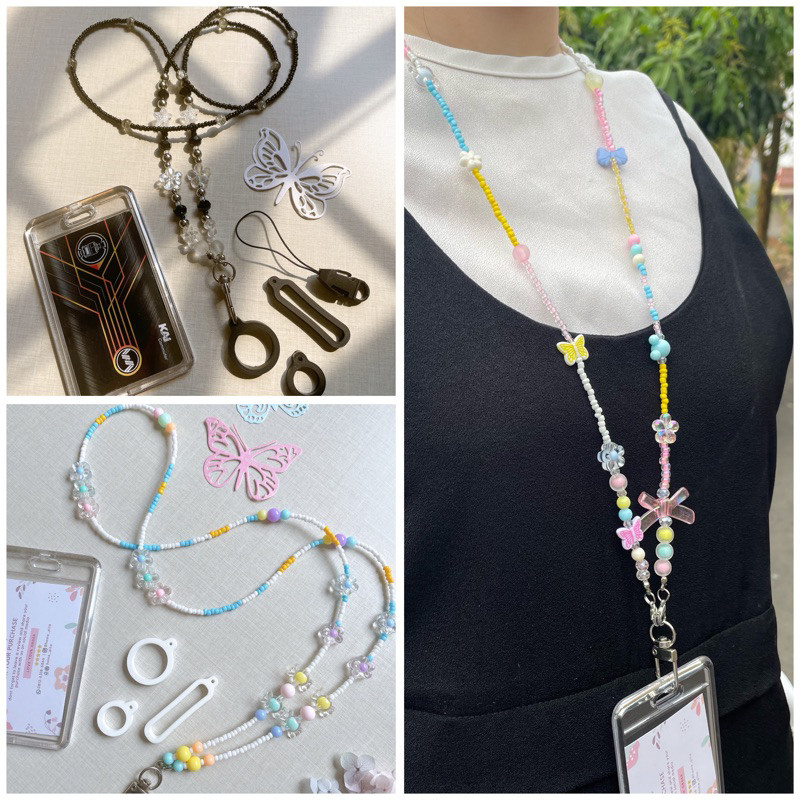 Kalung Id Card Manik Lanyard Bead Name Tag Gantungan Kartu Nama premium Strap Pods Tali Vape