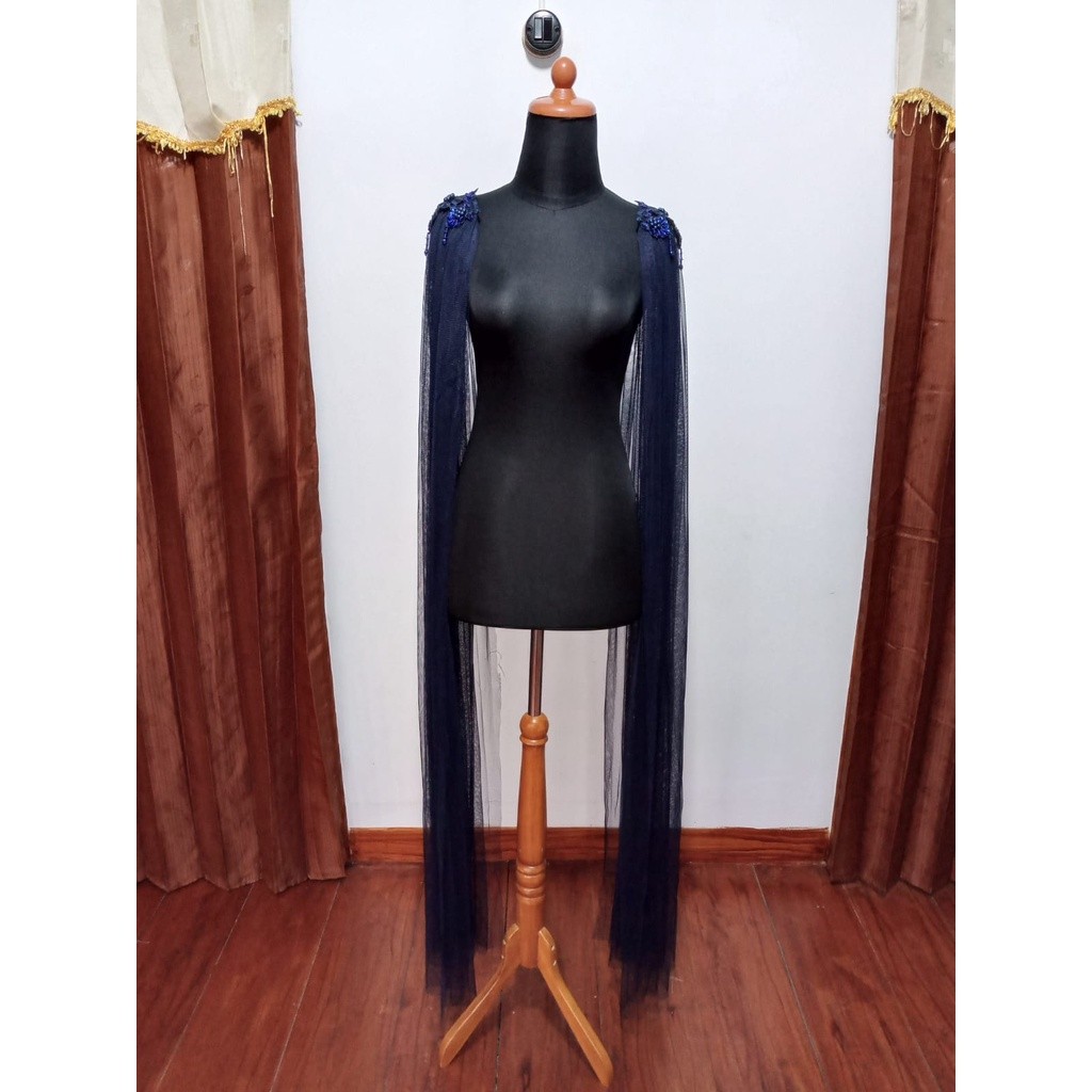 Sayap Pundak Navy Kebaya Pengantin/ Sayap Bahu / Cape Gaun/ Slayer Pundak