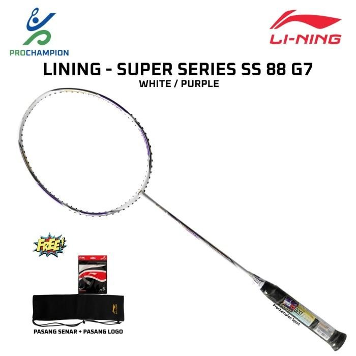 PREMIUM Raket Badminton Lining SS 88 G7 Super Series SS88G7 White Purple
