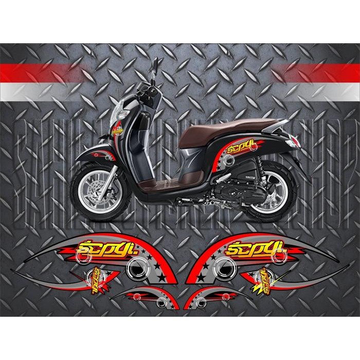 PREMIUM Striping Variasi Scoopy Simple Merah