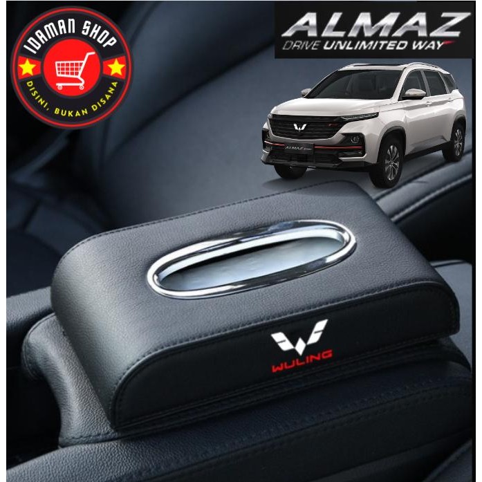 PREMIUM TEMPAT TISIU MOBIL WULING ALMAZ BAHAN KULIT PREMIUM - KOTAK TISU MOBIL - CAR TISSUE BOX